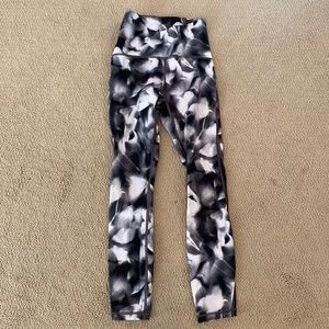 High waisted black white nylon Lululemon leggings.